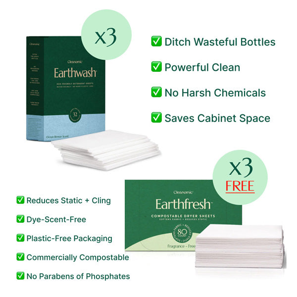 Perfect Düo: Buy 3 Boxes of Earthwash, Get 3 Boxes of Earthfresh Dryer Sheets FREE