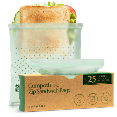 Compostable* Zip Sandwich Bags
