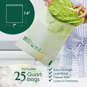 Compostable* Zip Quart Bags